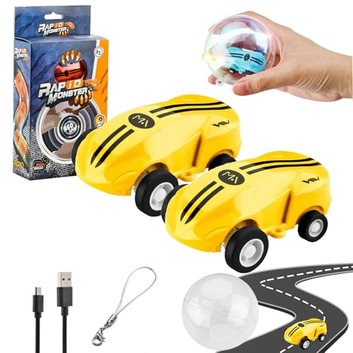 Flashspin Mini Racer, Flash Spin Mini Racer,Rapid Monster Toys, 360 Degree High-Speed Rotation Mini Toy Cars, Two-Speed Shift, USB Rechargeable (2PCS-Yellow) von Vopetroy