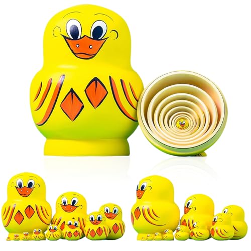 Vopetroy Duck Nesting Dolls,Russian Nesting Duck,Yellow Wooden Duck,Matrioskas Duck,Stacked Duck,Nesting Ducks Prank,Matryoshka Duck,Matrioska Patitos,Duck Russian Nesting Doll (1Set) von Vopetroy