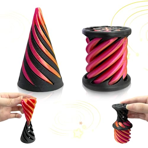 Vordpe Spiral Fidget Spielzeug, 3D Gedrucktes Fidget Spielzeug, Spiralkegel Zahnrad Spinner Zappelspielzeug, für Statue for Desktop Decoration (Kegel+Zylinder) von Vordpe