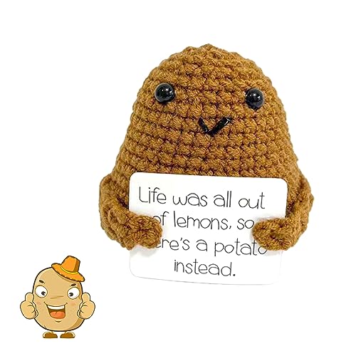 Vordpe Positive Potato Pocket Hug Geschenk,Pocket Hug Mini-Plüsch,Niedliche Wolle Strickpuppe Kartoffel mit positiver Energiekarte,Geschenke für Frauen (L Serie) von Vordpe