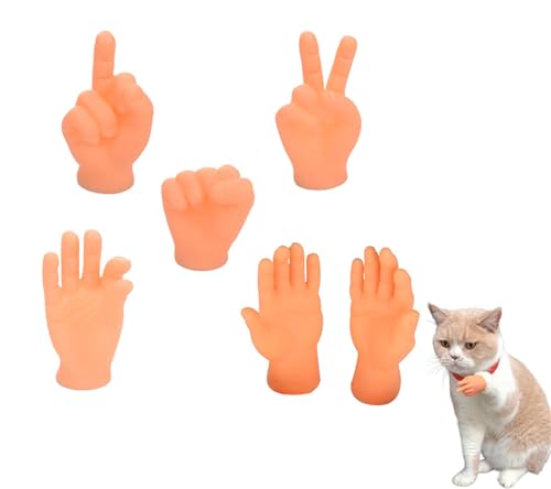 Kleine Hände, kleine Hände für Katzen, Mini-Hand, links, rechts, kleine Finger, Fingerpuppen, für Halloween, Weihnachten, Spielparty, Interaktion mit Haustieren, 6 Stück von Votvlog