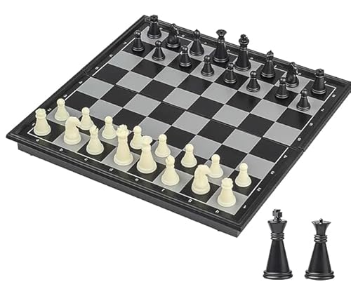 Votvlog Magnetisches Schachspiel 13.5 x 13.5 cm, Klappbares Schachbrett, Reiseschachspiel, Chess Board Set Klappbar, Reise Schachspiel für Erwachsene Kinder,Spielset mit Schachfiguren Schwarz und Weiß von Votvlog