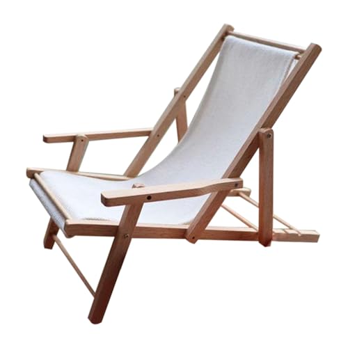 Beachchairs Folding | Beach Deck Chair Toy Doll House Furniture | 1:6 Simulation Foldable Wooden Seat Stuhl, Puppenhaus-Zubehör für Garten, Puppe, Bar, Miniaturmöbel für Spielsets von Vriusi