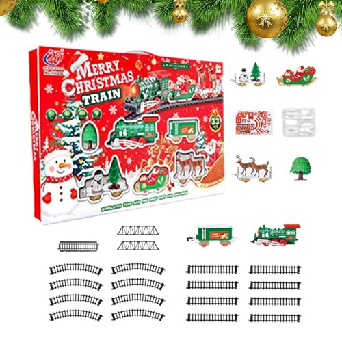 Christmas Track Train | Christmas Train Toy with Light and Sound | Christmas Electric Train Set, Festive Cute Christmas Holiday Train for Home, Kids Gift, Holiday Decor for Christmas Celebration von Vriusi