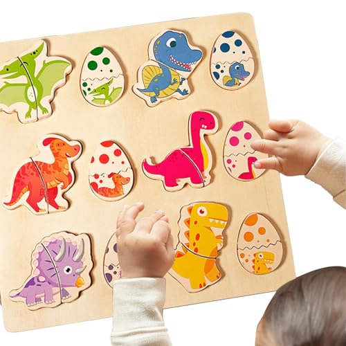 Dinosaur Puzzles for Kids | Wooden 3D Shape Matching Toys | Cartoon Dinosaur Toy | Portable Learning Toys for Home, Kindergarten, Kinderzimmer | Educational Matching Puzzle for von Vriusi