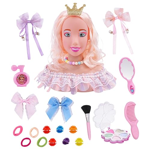 Makeup Doll Head for Girls, Styling Head Hair Model, 20X Makeup Head with Cosmetics, Hair Styling Doll for Kids, Pretend Play Makeup Toys, Hair Accessories for Girls, Fun Beauty Play Set for Children von Vriusi