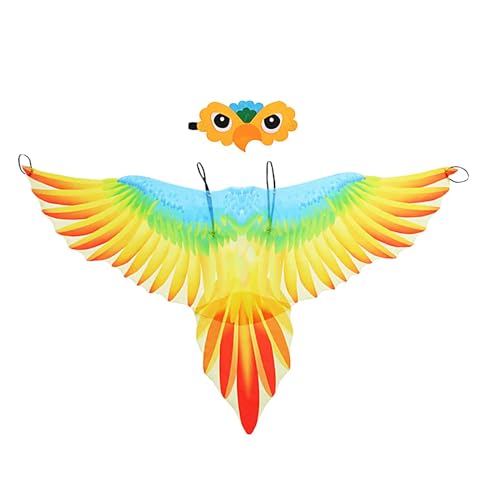 Vriusi Bird Wing Kostüm für Kinder, Parrot Wings Kostüm, Parrot Wing Kostüm With Bird, Kostüm for Boys and Girls, Role Play Kostüm for Daily Dress Up, School Performances and Masquerade von Vriusi