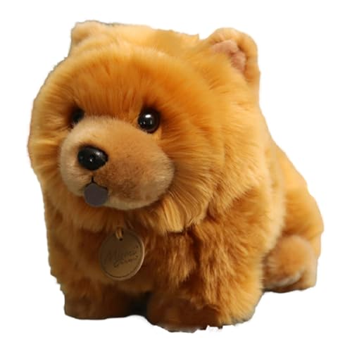 Vriusi Brown Chow Chow Stuffed Animal Plush Toy | 25cm Chow Chow Plush Dog Doll | Soft and Comfortable Animal Plush Doll for Men, Women, Children, Family, Pet Lovers von Vriusi