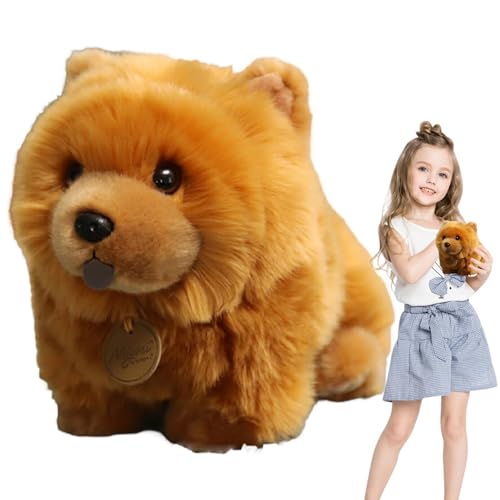 Vriusi Brown Chow Chow Stuffed Animal Plush Toy | 25cm Soft Chow Chow Plush Dog Doll | Comfortable Animal Plush Doll for Men, Women, Children, Animal Plush Doll for Family von Vriusi