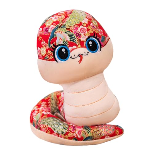 Vriusi Chinese Snake Plüschpuppe, New Year Stuffed Snake Maskottchen, weich und elastisch, verspieltes Spielzeug, Cozy Plush Snake für Wohnzimmer, Kinder, Schlafzimmer, Auto, Schlafzimmer, Festliche von Vriusi