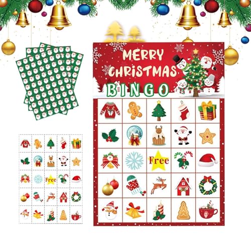 Vriusi Christmas Game Cards Set, Board Game Interactive Paper Cards for 24 Players, Seasonal Friends Activity, School Home Game for Group Play, Classroom Fun, Holiday Gathering Card Game, Interactive von Vriusi