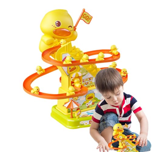 Vriusi Enten steigen Treppe Spielzeug für Treppen Klettern Enten - Blinkende und Musik Duck Roller Coaster Toy | Spielzeug für Treppen Klettern Enten Spiele für von Vriusi