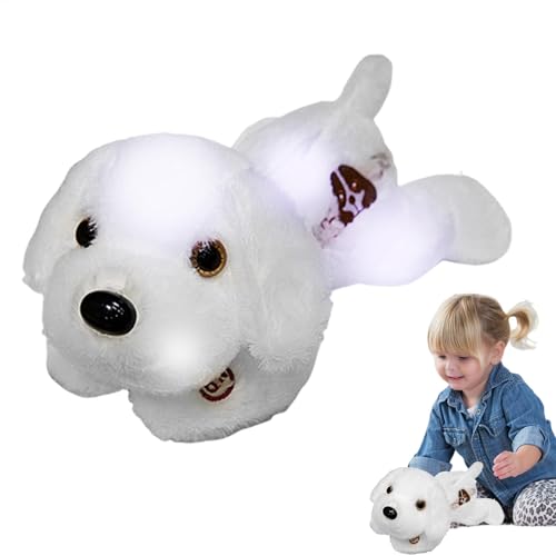 Vriusi Glowing Puppy Plush Toy, Soft Light Up Plushie, Plush Dog for Sleep, 14 Inch LED Toy, Night Light Stuffed Animal Light Up Plush Toy for Kids, LED Dog Plush von Vriusi