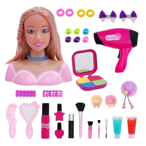 Vriusi Hair Styling Doll, Kids Girls Styling Doll Head Makeup Kit, Realistic Exquisite Styling Doll Play Set, Styling Head Accessories for Birthday, Easter, Children, Fun Kids Hair Styling Play von Vriusi