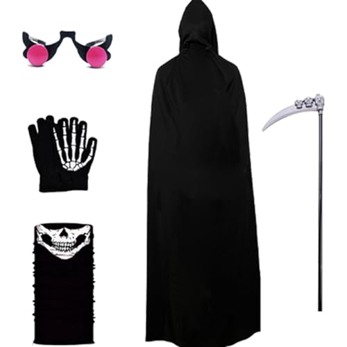 Vriusi Halloween Costumes Capes, Horror Adults Costumes, Hooded Cloak Kit, Halloween Cosplay Kostüm Props, Masquerade Kostüm Cloak, Halloween Kostüme, Spooky Capes for Adults von Vriusi