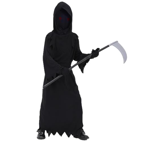 Vriusi Halloween Costumes Sets, Death Costume, Black Death Costumes, Red Fiend Dress Up, Role Playing Costume, Kids Halloween Cosplays, Halloween Dress Up Clothes, Scary Costume for Boys von Vriusi