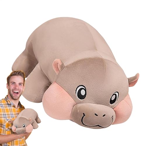 Vriusi Hippo Stuffed Animal, Cute Hippo Pillow, Soft Plush Hippo Toy, Stuffed Hippo For Kids, Animal Pillow Doll, Baby Safe Plush Hippo, Toddler Cuddle Toy, Hippo Pillow For, Plush Hippo Gif von Vriusi