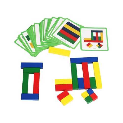 Vriusi Holzpuzzle mit geometrischen Blocks, mit Karten, Brain Game für und Mädchen, ab 3 Jahren, Preschool Educational Activity Set Vriusi Holzmuster Blocks Puzzle von Vriusi