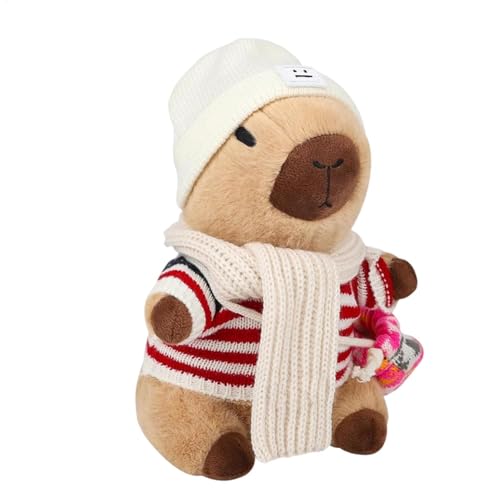 Vriusi Plush Capybara Spielzeug, niedliche Capybara Plüschpuppe, Dress Up Plüschtier, Interaktives Plüschtier, Capybara, Supplies Plüsch, Christmas Capybara Plüsch, Dekoratives Cartoon-Plüschtier, von Vriusi