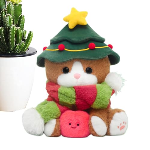 Vriusi Plush Christmas Cat Cat Plüschtier Gefüllte Tier Katze Christmas Cat Decor Plüschtier Katze Plüschtier Stuffer Holiday Plüsch Katze Spielzeug Stuffed Christmas Cat Gift Christmas Cat O von Vriusi