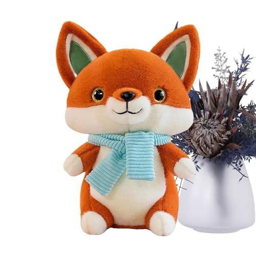 Vriusi Soft Fox Plüschpuppe | Niedliches Gefülltes Tier mit abnehmbarem Scarf | Soothing Cute Fox Toy for Home and Kids' Comfort, Entzückendes Gefülltes Tier, Soothing Fox Toy, Kids Fox Plush von Vriusi