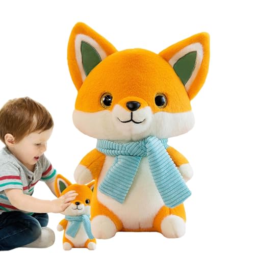 Vriusi Soft Fox Plüschpuppe | Niedliches Gefülltes Tier mit abnehmbarem Scarf | Soothing Cute Fox Toy for Home and Kids' Comfort, Entzückendes Gefülltes Tier, Soothing Fox Toy, Kids Fox Plush von Vriusi