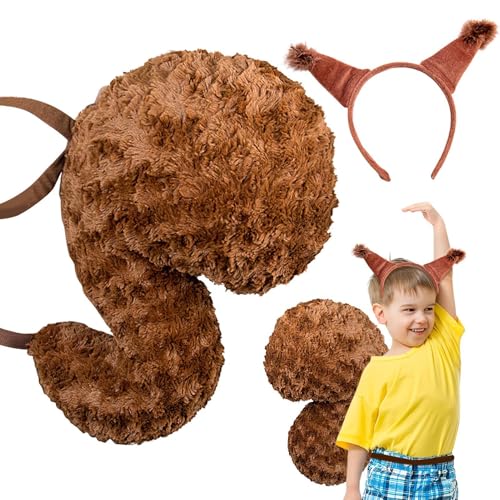 Vriusi Squirrel Kostüm, Squirrel Ears Headband, Squirrel Tail Kostüm, Animal Kostüm Set, Squirrel Cosplay, Plush Animal Ears And Tail, Kids Animal Kostüm, Halloween Squirrel Kostüm von Vriusi