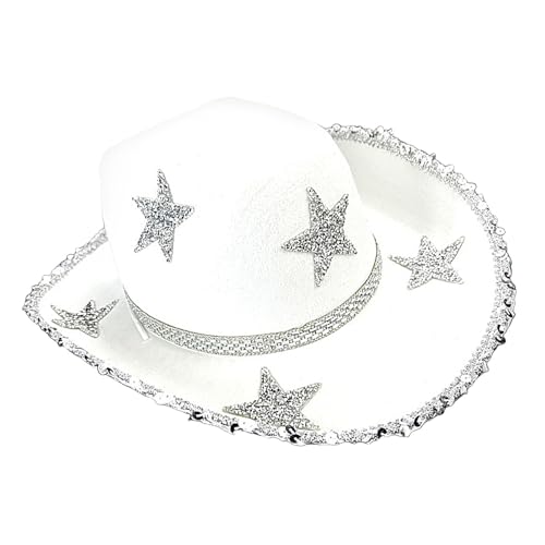 Vriusi Strass Cowgirl Hut,Stern Cowboyhut | Strass-Filz-Cowboyhut,Bunter Cowgirl-Hut, Halloween-Kostüm für Feier, Tanz, Hochzeit von Vriusi