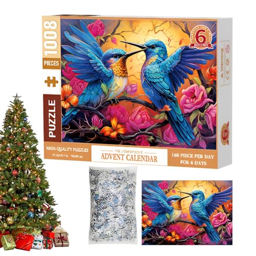 Vriusi Weihnachtskalender-Puzzles für Weihnachtskalender 2024 | Weihnachts-Countdown-Puzzles für Weihnachtspuzzles für Weihnachtspuzzles 2024 Tiere 1008 von Vriusi