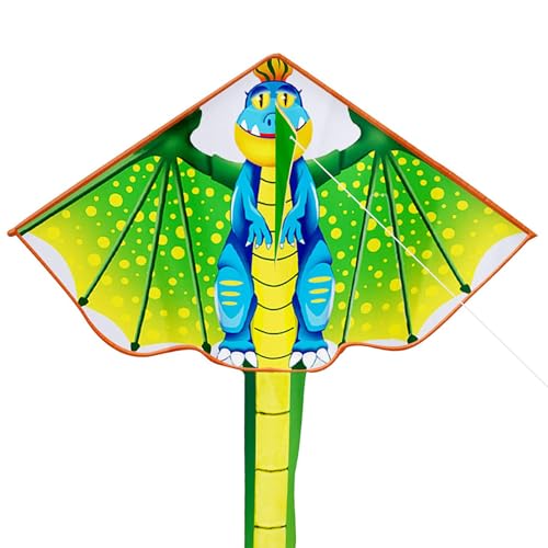 Kinder Dinosaurier Drachen Flugdrachen für Kinder und Erwachsene, Drachenset Leichtwind Flugdrachen Einleiner Flugdrachen Freien Beach Drachen mit Drachenschnur und langem Schwanz, Grün von Vspek