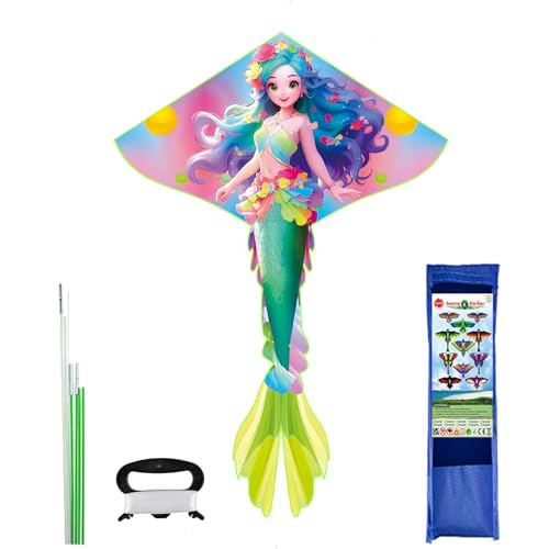 Kinder Meerjungfrauen-Form Drachen Flugdrachen für Kinder und Erwachsene, 90x59 Inch Set Leichtwind Einleiner Flugdrachen Freien Familienaktivtäten Beach Drachen mit Drachenschnur und Grün Schwanz Kinder Meerjungfrauen-Form Drachen Flugdrachen für Kinder und Erwachsene, 90x59 Inch Set Leichtwind Einleiner Flugdrachen Freien Familienaktivtäten Beach Drachen mit Drachenschnur und Grün Schwanz von Vspek