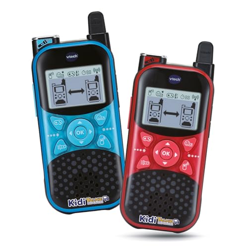 VTech KidiTalkie Explorer blau/rot, Walkie-Talkies für Kinder mit Taschenlampe und Spracheffekten, Nachrichtensendung, Sprachwechselfunktion, Spiele, Geschenk für Kinder ab 4 Jahren, ESP-Version von Vtech