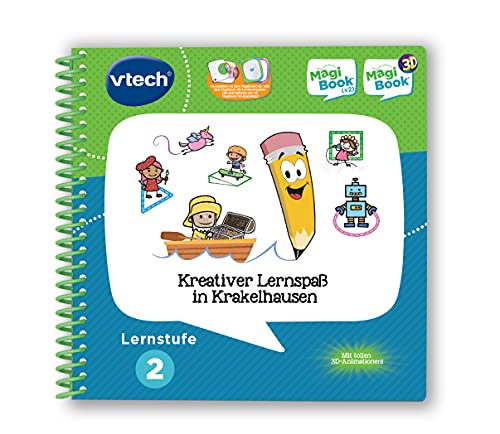 Lernstufe 2 - Kreativer Lernspaß in Krakelhausen - Vtech 80-462604 Lernbuchsystem, Mehrfarbig von Vtech