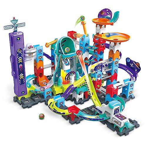 VTech Marble Rush - Space Magnetic Set XL300 E – Interaktive Murmelbahn mit spannenden Bahnelementen, verschiedenen Aufbaumöglichkeiten und Licht- und Soundeffekten – Für Kinder von 4-12 Jahren von Vtech