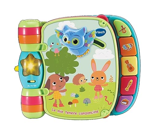 VTech Mein erstes interaktives Buch – Le Mie Tenere Canzoncine, interaktives Buch für Babys mit geprägten Tieren, 6 Lieder für Kinder, italienische Sprache, Batterien im Lieferumfang enthalten, 6-36 von Vtech