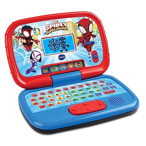 VTech Spidey und seine Super-Freunde - Lernlaptop – Lerncomputer mit QWERTZ-Tastatur und Inhalten zu Buchstaben, Buchstabenlauten, einfacher Addition und Subtraktion u. v. m. Für Kinder von 3-6 Jahren von Vtech