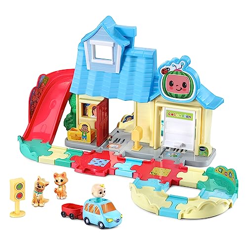 VTech Tut Tut Baby Flitzer - CoComelon JJs Spielhaus Schienenset – Interaktives Spielset mit JJs Familienauto, Codys Katze und Hund Bingo – Für Kinder von 1,5-5 Jahren, Weiß von Vtech