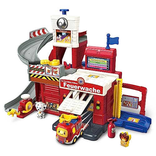 Vtech TUT TUT Baby Flitzer - Feuerwache – Interaktives Feuerwehr-Spielset mit beweglichen Elementen, Melodien und Liedern und TUT TUT Baby Flitzer Feuerwehrauto – Für Kinder von 1-5 Jahren von VTech Baby