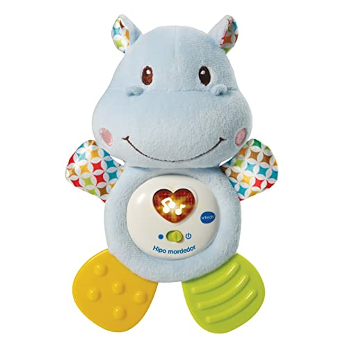 VTech 3480-502522 Hipo Beißring Nilpferd mit Musikalischer Rassel hilft Ihr Baby zu beruhigen und zu lindern mit süßen Sätzen, Liedern und Melodien, blau von Vtech