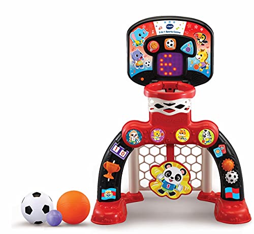 VTech 3 in 1 Sportzentrum, Baby Interaktives Spielzeug mit Farben und Geräuschen, Lernspielzeug mit Rollenspiel, geeignet für Baby Jungen und Mädchen von 12 bis 36 Monaten (Rot/Schwarz) von Vtech