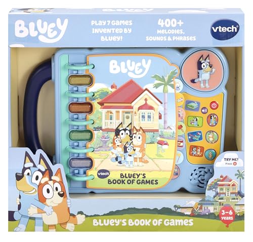 VTech Bluey's Book of Games, Offizielles Bluey Book, interaktives Kinderbuch, pädagogisches Aktivitätsspielzeug mit 4 Lernmodi, Geschenk für Kinder im Alter von 3, 4, 5, 6 Jahren, englische Version von Vtech