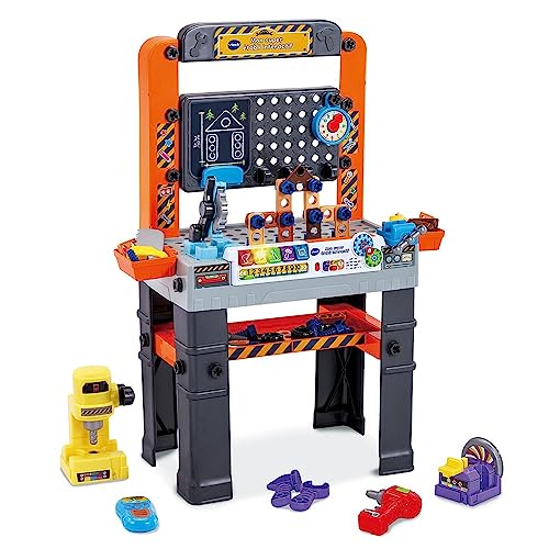 VTech - Interaktives Super-Werkbank, Kinderbasteln, Lernspiele, freistehendes Bauspiel, 96-teiliges Spielset, Geschenk für Jungen und Mädchen, 3 Jahre bis 7 Jahre von Vtech