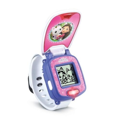 VTech - Gabby et La Maison Magique, die interaktive Spieluhr von Pandy Pfoten, Armbanduhr für Kinder mit Anime-Display, 10 Zifferblätter, 4 Spiele, Geschenk für Kinder von 3 bis 7 Jahren – Inhalt in von Vtech