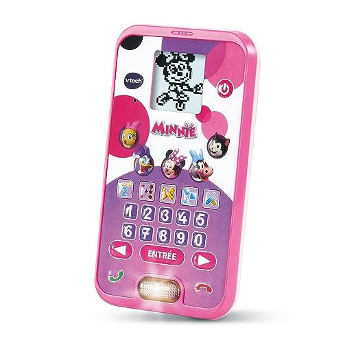 VTech - Disney, Das Lern-Smartphone von Minnie, Kinderhandy mit Hintergrundbeleuchtung, 4 Spiele, interaktives Spielzeug, Minnie Maus, Geschenk für Kinder von 3 Jahren bis 7 Jahren – Inhalt auf von Vtech