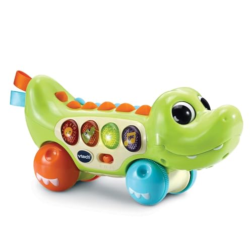 VTech - Rouli Krokodil zum Rollen, musikalisches und sensorisches Lernspielzeug, interaktives Tier, Geschenk für Babys ab 6 Monaten – Inhalt auf Französisch von Vtech