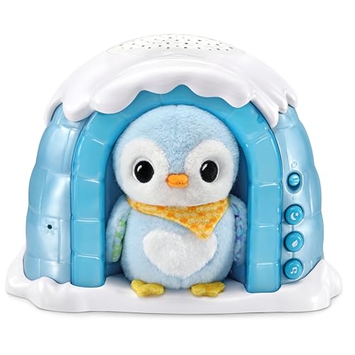 VTech - Nachtlicht P'tit Pinguin, Sternennacht, Igloo Nachtlicht für Babys, Musik, weiche Musik, weiße Geräusche, Kuscheltier Pinguin, Geschenk zur Geburt – Inhalt auf Französisch von Vtech