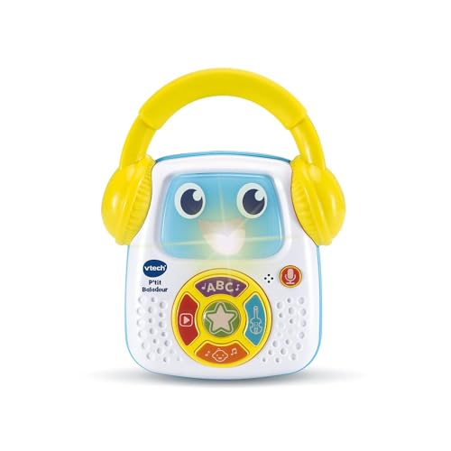 VTech - P'tit Baladeur, musikalisches Baby-Baby-Roboter, beleuchtet und unterwegs mit Kinderreimen, Lernliedern, Musik und Sprachaufnahme, Geschenk für Babys ab 9 Monaten – Inhalt auf Französisch von Vtech