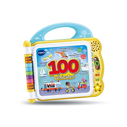 VTech Mein zweisprachiger Imagier, sprechender Imagier Meine 100 Fahrzeuge, Soundbuch, 12 illustrierte und interaktive Seiten, Lernspielzeug, Geschenk für Kinder ab 18 Monaten – Inhalt in Französisch von Vtech