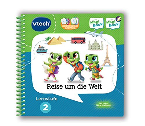 VTech 80-462404 Lernstufe 2 - Reise um die Welt 3D Lernbuch für Kinder, Lerninhalte: Problemlösen, Logik, Länder, Kulturen, Verkehrsmittel, Reisevorbereitungen, Medium von Vtech