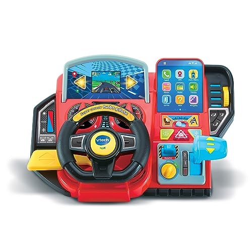 VTech - Super Turbo-Konsole, Fahrsimulator mit Farbdisplay und Armaturenbrett, Autorennen, Lernen und Spiele, Geschenk für Kinder von 3 bis 8 Jahren – Inhalt auf Französisch von Vtech